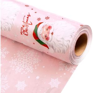Papel de Regalo Navideño Burymento, Diseño Rosa de Santa Claus, 17 Pulgadas x 32.8 Pies, Papel Ecológico para Manualidades y Regalos - Product Image 1