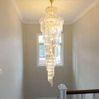 Lustre en spirale de grande taille à hauteur réglable pour salon et hall d'hôtel, idéal pour les maisons à architecture duplex