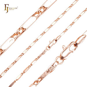 Collar de Cadena de Eslabones de Caracol Alargado y Oblongo de 1.7 mm y 50 cm, Joyería de Moda FJ Fallon, Chapado en Oro Rosa sobre una Base de Latón - Product Image 3