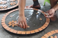 Ensemble de bistrot en mosaïque noire en fer pour la décoration extérieure de la maison, pour le patio, le jardin, les meubles