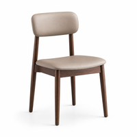Chaise de salle à manger moderne rembourrée en bois massif, siège de salle à manger en bois massif, chaise d'appoint beige avec coussin pour la maison et l'hôtel