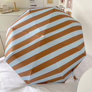 Parapluie pliant automatique INS pour couple, rayé, anti-UV, avec revêtement noir épaissi, droit, pour adultes, voyage - Product Image 3