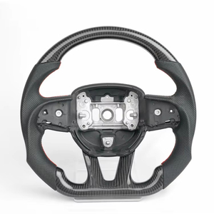 Volant en fibre de carbone haute brillance pour <span class=keywords><strong>Dodge</strong></span> Challenger <span class=keywords><strong>Charger</strong></span> 2015-2023, cuir perforé résistant <span class=keywords><strong>à</strong></span> la transpiration, personnalisé - Product Image 2