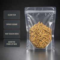 Sachet alimentaire transparent en Mylar avec fermeture éclair, emballage stand-up pour chewing-gum, sushi, salades, biscuits et autres aliments de collation