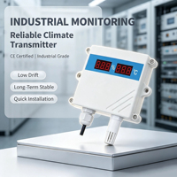Transmisor de Temperatura y Humedad Industrial de Alta Precisión, Montado en Pared, RS485 Modbus, Sonda Externa Opcional, Pantalla Opcional, para Invernadero