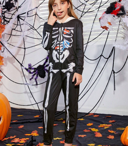Mono <span class=keywords><strong>con</strong></span> estampado de esqueleto de Halloween para dormir, mono de bambú para adultos, monos para mujer, para chico Pijama de algodón, Mono - Product Image 3