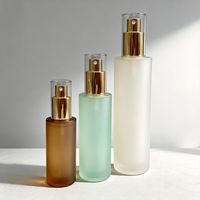 Bouteille en verre dépoli transparent personnalisée en gros, 30ml, 50ml, 60ml, 80ml, 100ml, 120ml, pour toner, huile essentielle, sérum, hydratant