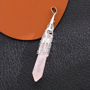 Natural Rose Quartz Crystal <strong>Stone</strong> Pendulum Hexagonal Prism <strong>Chakra</strong> Energy Spiritual Jewelry for Healing Gemstone Gift - Product Image 1