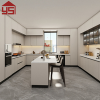 Meubles de cuisine en stratifié HPL pour appartement, avec appareils encastrés et ouverture par poussée, pour rangement familial