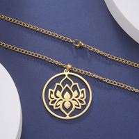 Collier Fleur de Lotus en Acier Inoxydable pour Femme Myshape – Pendentif Spirituel Classique Bouddhiste, Talisman de Guérison, Breloque Tendance