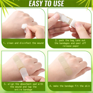 Bandages écologiques en fibres de bambou bio, compostables, adaptés aux peaux sensibles, élastiques, sans latex. - Product Image 2