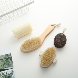 Ensemble de spa moderne 4 pièces de l'usine, idées cadeaux, brosse de bain en bois de sauna, loofah, pierre de feu, brosse à <span class=keywords><strong>main</strong></span> en bambou, produits de douche pour le corps - Product Image 6