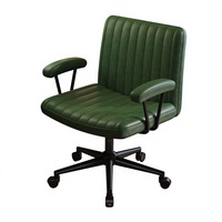 Chaise de bureau ergonomique pivotante en PU avec accoudoirs fixes, base en acier à 5 pieds, pour la maison, le bureau, l'étude, l'écriture, le jeu