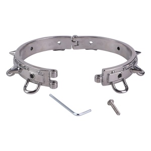 Adjustable Metal Collar with Spikes and O-Ring Punk Gothic <b>Choker</b> Bondage Neck Restraint for Adults - Product Image 4
