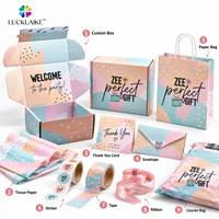 Boîte d'expédition en carton ondulé personnalisée avec sac en papier rose et ensemble de sacs cadeaux pour les cadeaux de fête, les boutiques et l'expédition e-commerce