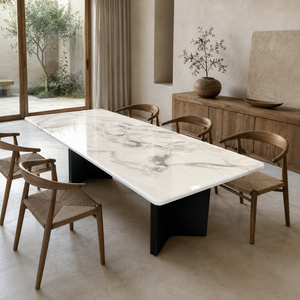 Customized Luxury White <b>Marble</b> Dining <b>Table</b> Rechtangel <b>Top</b> Modern Villa 8~10 Seater Metal Legs Stone Furniture - Product Image 6