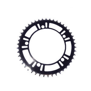 Biela de Bicicleta de Carretera de Piñón Fijo de Alta Calidad y Pulido, 170 mm, Aleación de Aluminio Negra con <span class=keywords><strong>Eje</strong></span> Central y Plato Exterior de 46T - Product Image 1