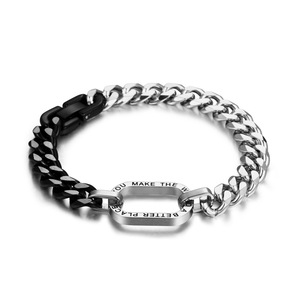 Bracelet en chaîne cubaine en titane pur <span class=keywords><strong>de</strong></span> qualité médicale, finition polie, avec breloque à clip, bijoux pour hommes, <span class=keywords><strong>texte</strong></span> gravé personnalisé - Product Image 5