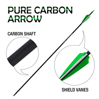 ID cible de tir à l'arc en carbone pur de 31 pouces 6.2mm avec embouts remplaçables arc classique composé flèche en acier plume en plastique pour la chasse