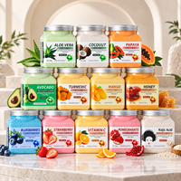 Scrub Wajah dan Tubuh Vegan 500g, 15 Varian dengan Pepaya, Asam Kojic, Lidah Buaya, Kelapa untuk Kulit Bercahaya Label Pribadi
