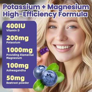 Gomitas de potasio y magnesio de Etiqueta Privada, 1200mg para adultos, suplemento de glicinato de magnesio de alta absorción, compatible con calambres en las piernas - Product Image 3