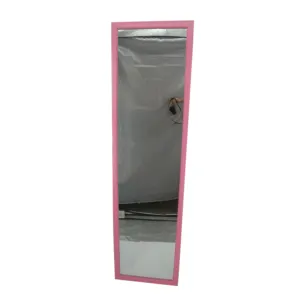 थोक 40x150cm बड़े आकार पीवीसी प्लास्टिक फ्रेम दर्पण/ड्रेसिंग दर्पण/मंजिल खड़े दर्पण के साथ सफेद गुलाबी फ्रेम