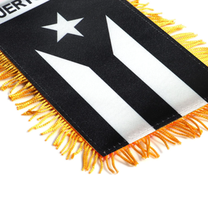 Флаг Пуэрто-Рико с бахромой, мини-флажок, баннер, декор для зеркала заднего вида автомобиля, черный флаг Пуэрто-Рико с бахромой - Product Image 5