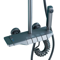 Système de robinetterie de douche et bain SS-1293 avancé à 4 fonctions avec clavier chromé, bouton-poussoir, jet pluie doux, finition brossée pour hôtels