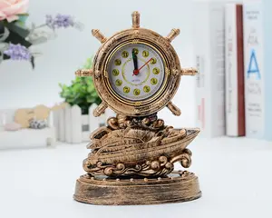 plastic ship steering wheel clock nautical table clock