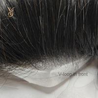 Prothèse capillaire pour homme en cheveux indiens européens, 110% de densité, ondulation naturelle, densité 120%, base en PU 0.06-0.08mm, cheveux Remy, nœuds blanchis