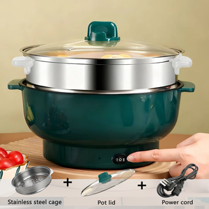 Casserole électrique antiadhésive à chauffage rapide 4L 800W avec couvercle en verre trempé pour hôtel et usage extérieur, casserole de cuisson intégrée - Product Image 2