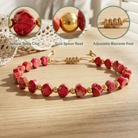 Bracelet Macramé en Pierres Naturelles Irrégulières et Perles Dorées, Plus de 10 Couleurs, Style Bohème, Réglable, Fait Main, Cadeau pour Femme, Vente en Gros OEM