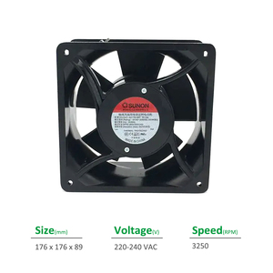 พัดลมระบายความร้อนแบบแกน SUNON A2179-HBT TC.GN ขนาด 176x176x89 มม. 220-240VAC 23/30W 0.11/0.15A 2800/3250RPM 315/335CFM OEM สำหรับตู้และอินเวอร์เตอร์ - Product Image 2