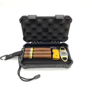 Draagbare Sigaar Humidor Case Waterdichte Doos Voor 5-6 Sigaren Met Aangepaste Schuim