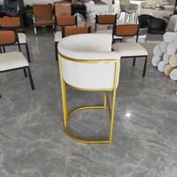 Chaise de bar rembourrée dorée en acier inoxydable Salle à manger à domicile Hôtels haut de gamme Resorts Restaurants Cafés Tabouret de bar