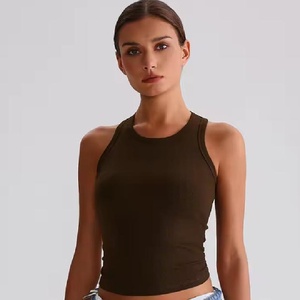 Top sportivo da donna con scollo a V, comodo gilet da allenamento con reggiseno integrato e imbottitura fissa, abbigliamento sportivo, canotta da palestra da donna - Product Image 1