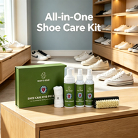 Kit d'entretien de chaussures 5-en-1 en gros : Nettoyant mousse, Nettoyant liquide, Désodorisant en spray, Serviette, Brosse, Boîte cadeau pour baskets et chaussures de sport
