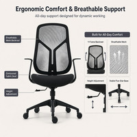 Chaise de bureau ergonomique à dossier haut en mesh respirant, avec support lombaire réglable, fabriquée par un fabricant chinois.