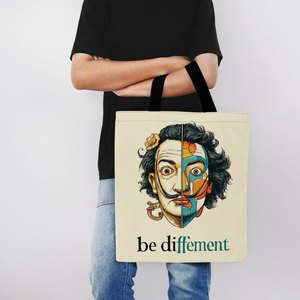 Sac fourre-tout en <span class=keywords><strong>toile</strong></span> imprimé avec un portrait de Dalí au style surréaliste tendance, sac de courses réutilisable conçu pour les femmes, adapté au campus et au quotidien - Product Image 4