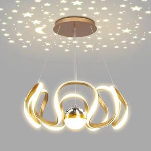 TOGETHER Nordischer LED-Ring-Kronleuchter Sternenhimmel in Gold mit drei Leuchtkugeln für Hotel-Lobby, Zuhause, Treppenhaus und Wohnzimmer - Product Image 5