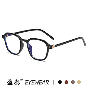 กรอบแว่นตาทรงกลมซุงเจียวัสดุ PC ป้องกันแสงสีฟ้า สำหรับทุกเพศ ขนาดกลาง สีนมชา - Product Image 5