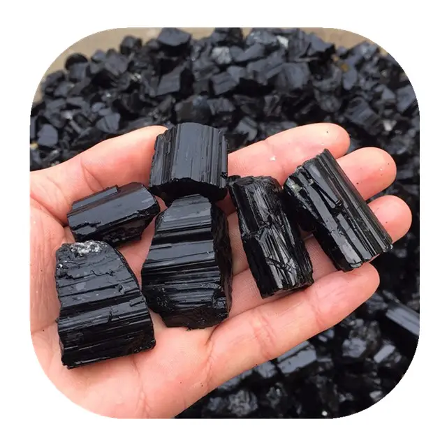Yeni gelenler küçük boyutu şifa kristalleri ham mineraller doğal kuvars kristal siyah turmalin kaba taş için satış