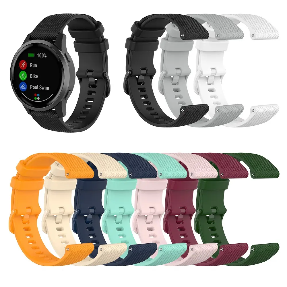 Garmin Vivoactive 4 Venu 2 Forerunner255 음악 스포츠 순수한 색 질감 스트랩 22mm 실리콘 시계 밴드 용