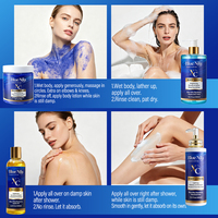 Ensemble de Soins Visage Personnalisable avec Logo Lumineux : Sérum, Crème, Gommage Anti-rides et Éclaircissant, Nila Bleu du Maroc