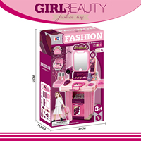 Ensemble de jeu d'imitation en plastique : Coiffeuse de simulation pour enfants avec miroir et valise de transport pour filles