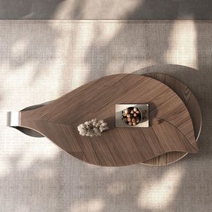 Tavolino <span class=keywords><strong>da</strong></span> Caffè Moderno a Forma di Foglia in Impiallacciatura di Noce, Lusso Leggero per Soggiorno, Nuovo Design Speciale - Product Image 3