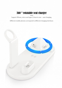 แท่นชาร์จไร้สายแบบ3 In 1,แท่นชาร์จสำหรับ Apple Watch กำลังไฟ12V Qi ที่ชาร์จเร็วสีขาวดำ10W 15W - Product Image 4