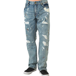 <span class=keywords><strong>Disai</strong></span> Make Jeans para hombre Slim Straight Premium Bleach Washed Distressed Paint Splatter Jeans - Product Image 1