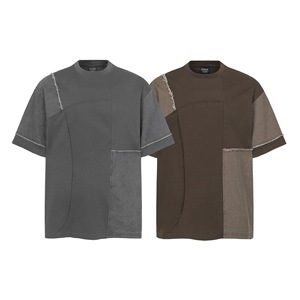 Camiseta Holgada de Manga Corta con Cuello Redondo y Bloques de Color Estilo Patchwork para Hombre, Estilo Hip <span class=keywords><strong>Hop</strong></span> Desestructurado, Casual y Urbano - Product Image 5