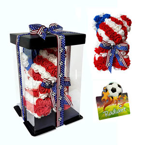 Caja de Rosas Artificiales con Temática de EE. UU., Rosas Falsas Rojas, Blancas y Azules con Cinta de Fútbol para Aficionados al Fútbol Americano, Venta al Por Mayor - Product Image 3